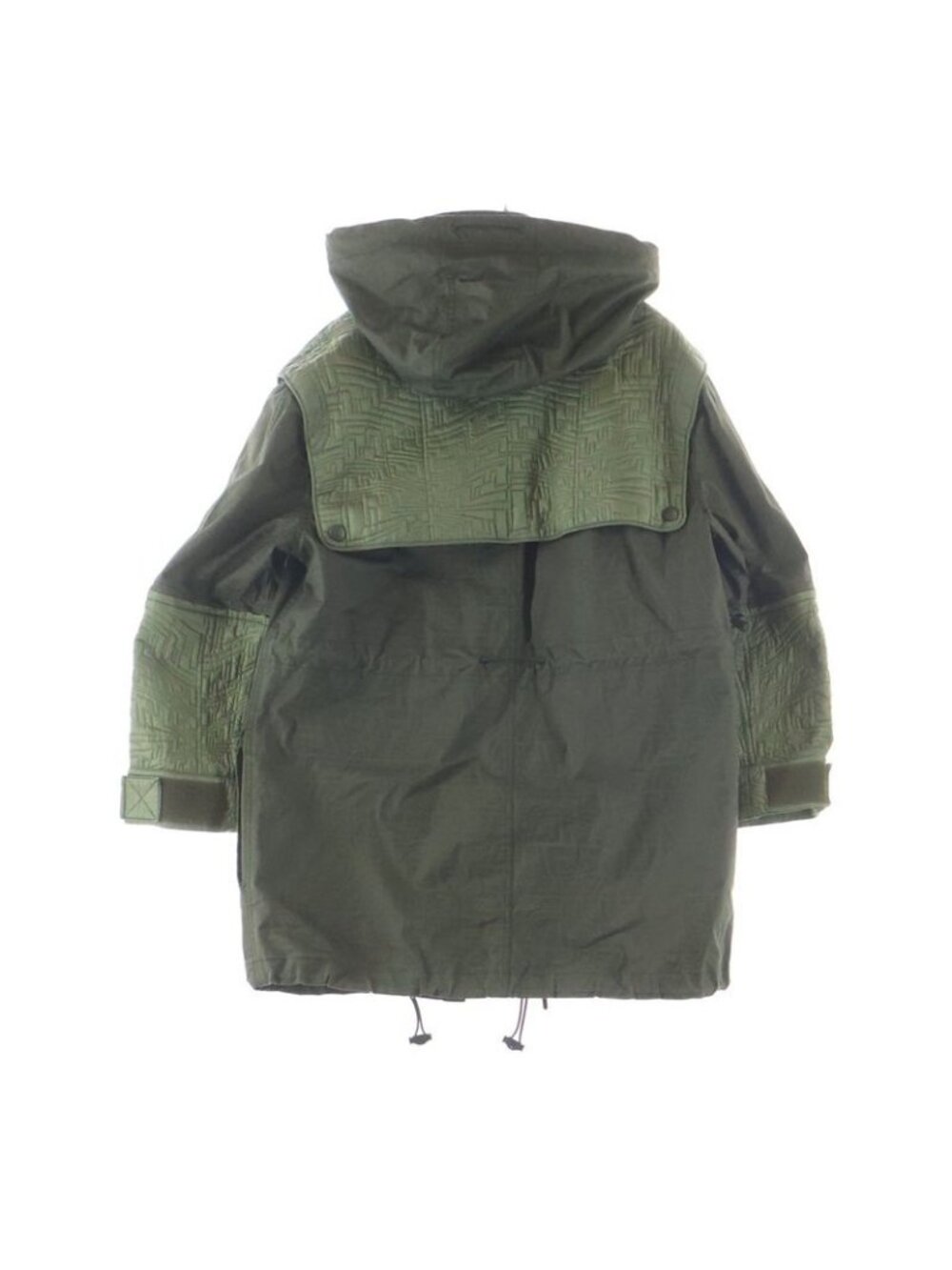 Fendi FF Pattern Quilted Military Hooded Zip Up Jacket Khaki - Picture 2 of 8